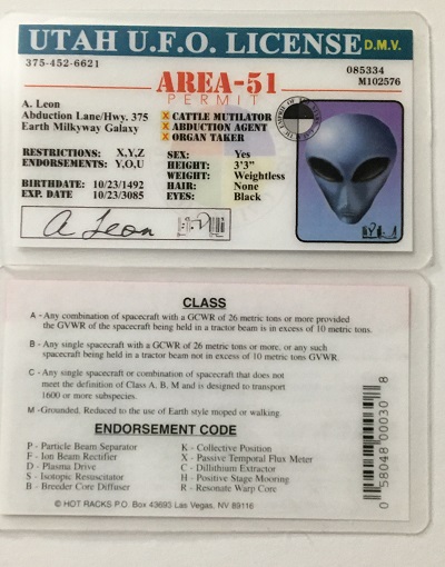 Alien,alien license,ufo,alien,license,utah ,utah ufo,drivers license,alien drivers license,area_51
